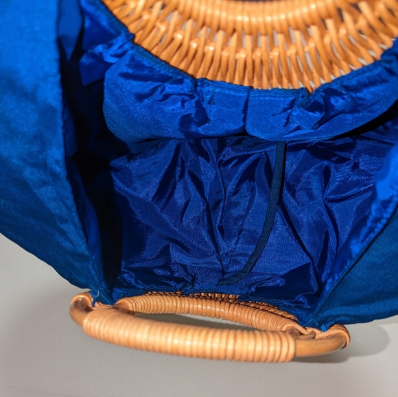 Floral Embroidered with Rattan Handle - Picture 2 of 2